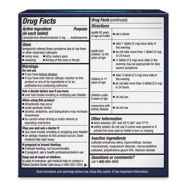 XYZAL® Allergy 24HR Allergy Relief 5 mg Strength Tablet 35 per Bottle (1230701_BT)