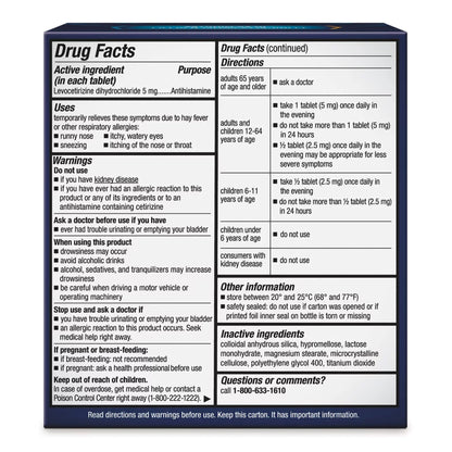 XYZAL® Allergy 24HR Allergy Relief 5 mg Strength Tablet 35 per Bottle (1230701_BT)