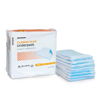 McKesson Classic Plus Disposable Underpad 23 X 24 Inch Fluff / Polymer Light Absorbency (730985_BG)
