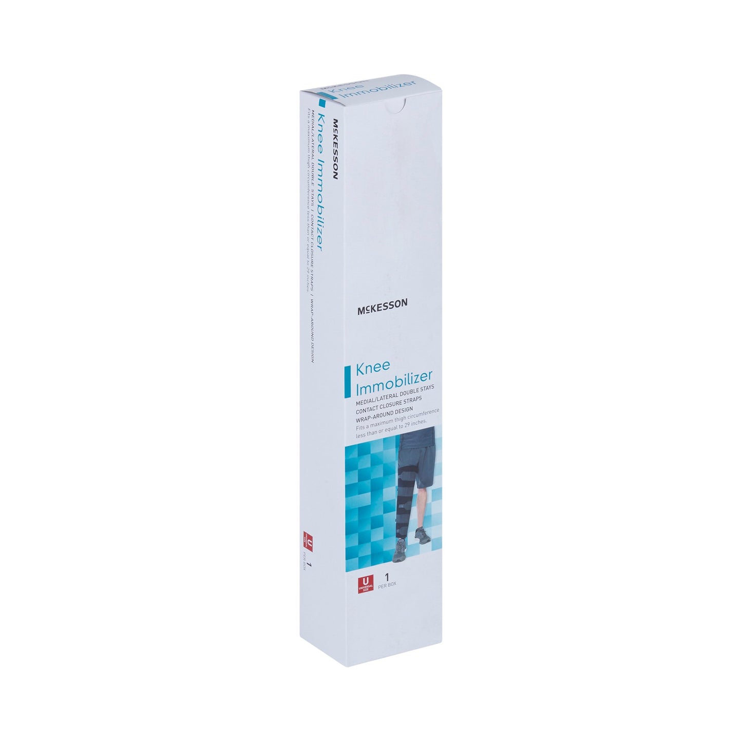 McKesson Knee Immobilizer One Size Fits Most Hook and Loop Closure Up to 29 Inch Thigh Circumference 14 Inch Length Left or Right Knee (1159092_EA)
