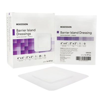 McKesson Barrier Island Composite Dressing 4 X 4 Inch Square Sterile Water Resistant Film Backing (488920_CS)