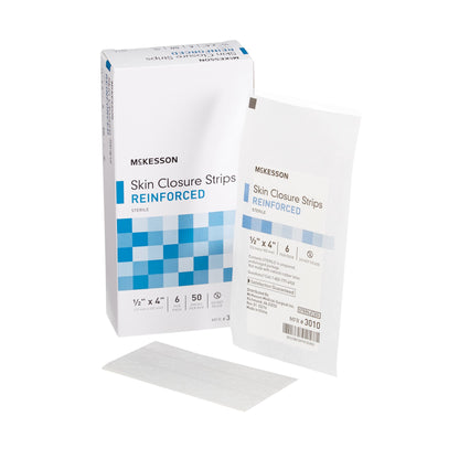 McKesson Skin Closure Strip 1/2 X 4 Inch Nonwoven Material Reinforced Strip White (876309_CS)