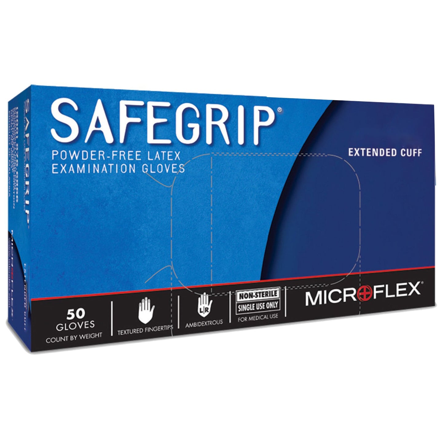 SafeGrip® Exam Glove X-Large NonSterile Latex Extended Cuff Length Textured Fingertips Blue Chemo Tested (306874_BX)