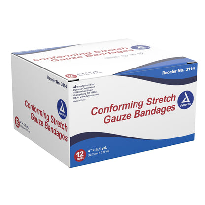 Dynarex® Conforming Bandage 4 Inch X 4-1/10 Yard 1-Ply Sterile 1 per Pouch (884100_CS)