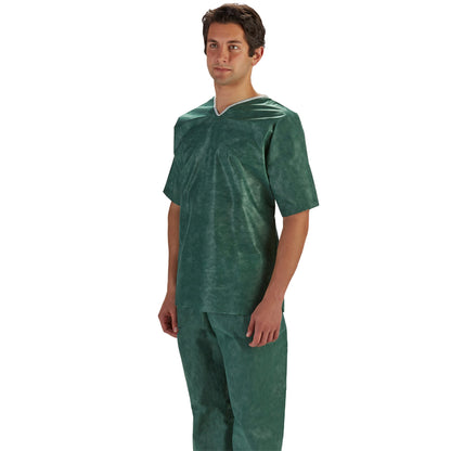 SimplySoft® Patient Shirt Small Green / White Without Pockets Short Sleeve Unisex (1177396_CS)