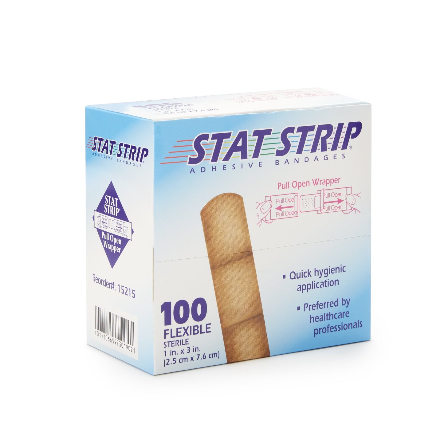 American® White Cross Stat Strip® Adhesive Strip 1 X 3 Inch Fabric Rectangle Tan Sterile (197058_BX)