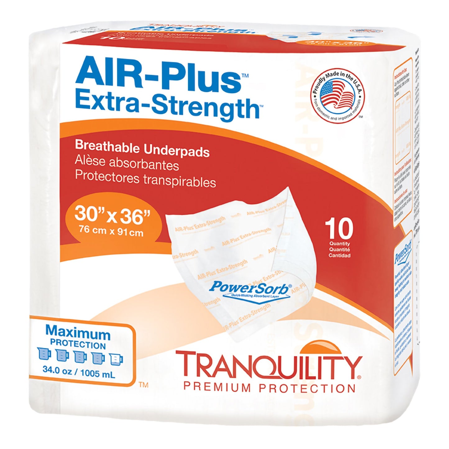 Tranquility® AIR-Plus Extra-Strength Disposable Underpad 30 X 36 Inch Powersorb® Material Heavy Absorbency (816458_BG)