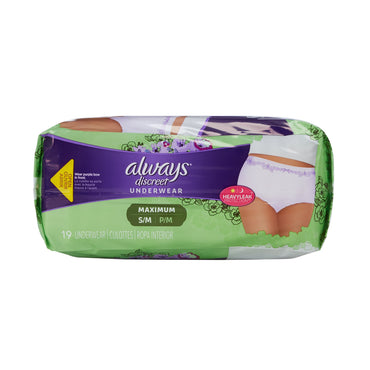 Always® Discreet Female Adult Absorbent Underwear Pull On with Tear Away Seams Small / Medium Disposable Heavy Absorbency (928394_PK)