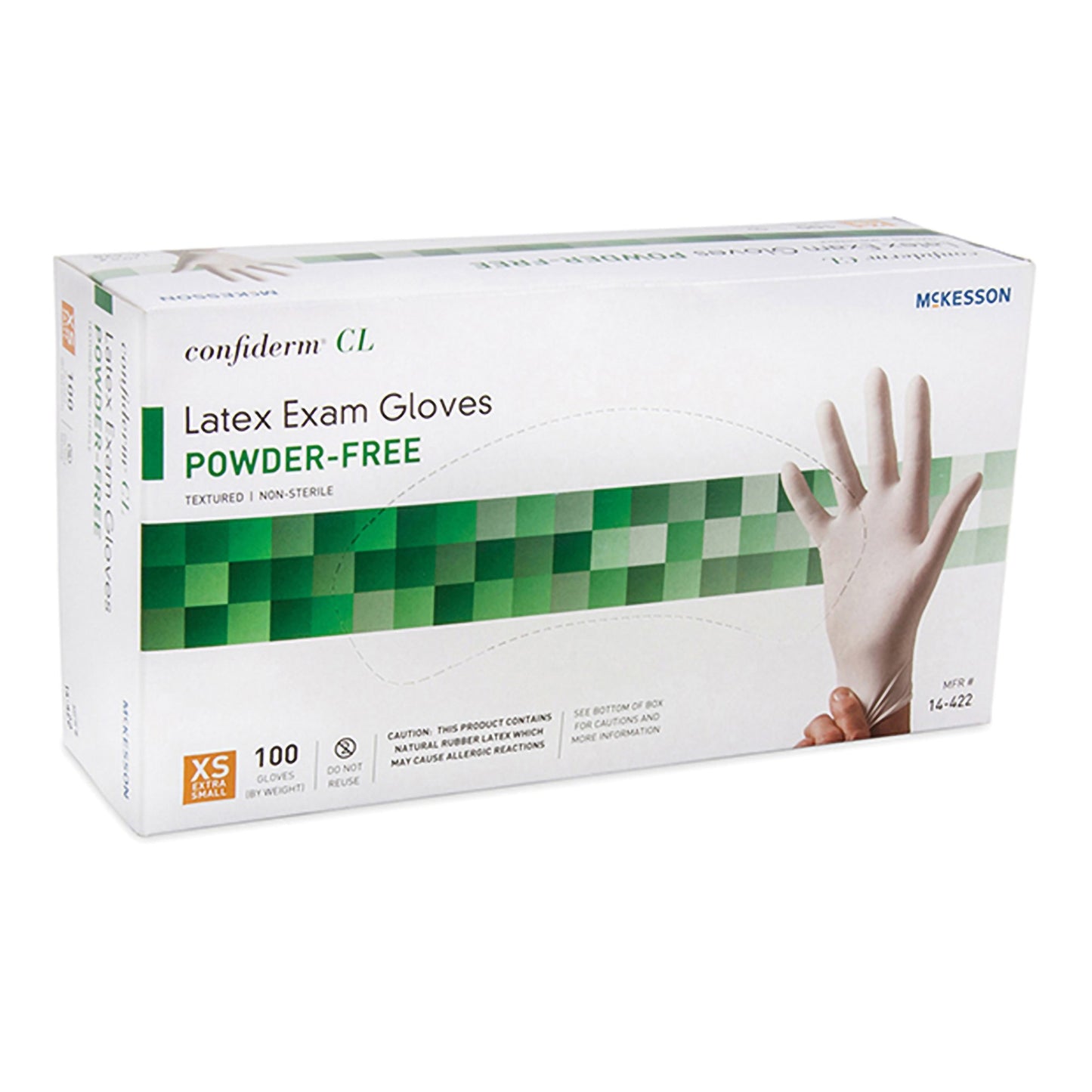 McKesson Confiderm® CL Exam Glove X-Small NonSterile Latex Standard Cuff Length Textured Fingertips Ivory Not Rated (921591_BX)