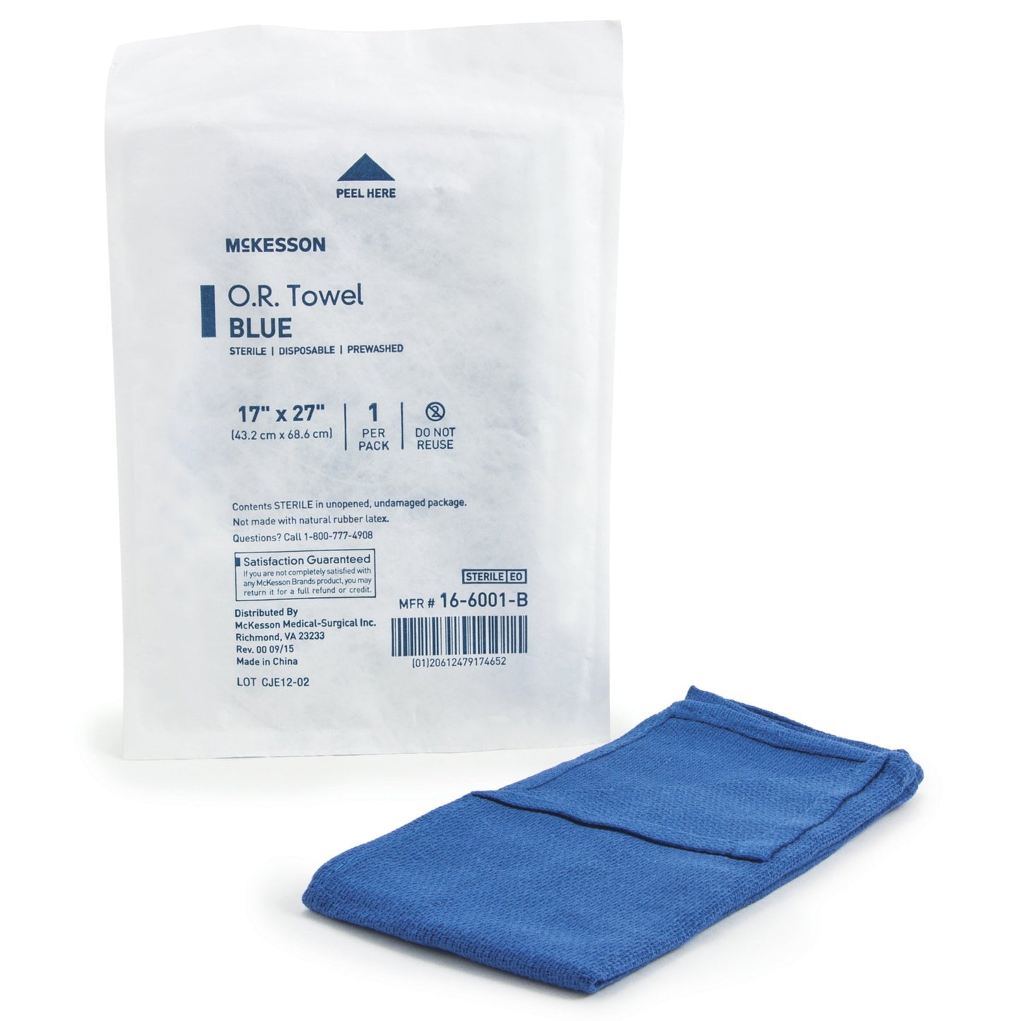 McKesson O.R. Towel 17 W X 27 L Inch Blue Sterile (277859_PK)