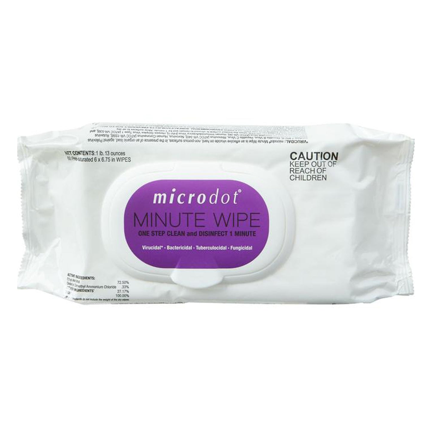 microdot® Minute Wipe Surface Disinfectant Cleaner Premoistened Alcohol Based Manual Pull Wipe 60 Count Soft Pack Alcohol Scent NonSterile (1125755_PK)