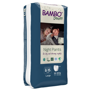 Bambo® Dreamy Night Pant Unisex Youth Training Pants Pull On with Tear Away Seams Size 8 to 15 Years Disposable Heavy Absorbency (1255465_PK)