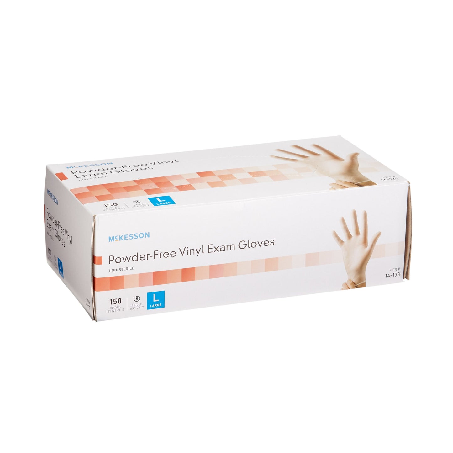 McKesson Exam Glove Large NonSterile Vinyl Standard Cuff Length Smooth Clear Not Rated (832683_CS)