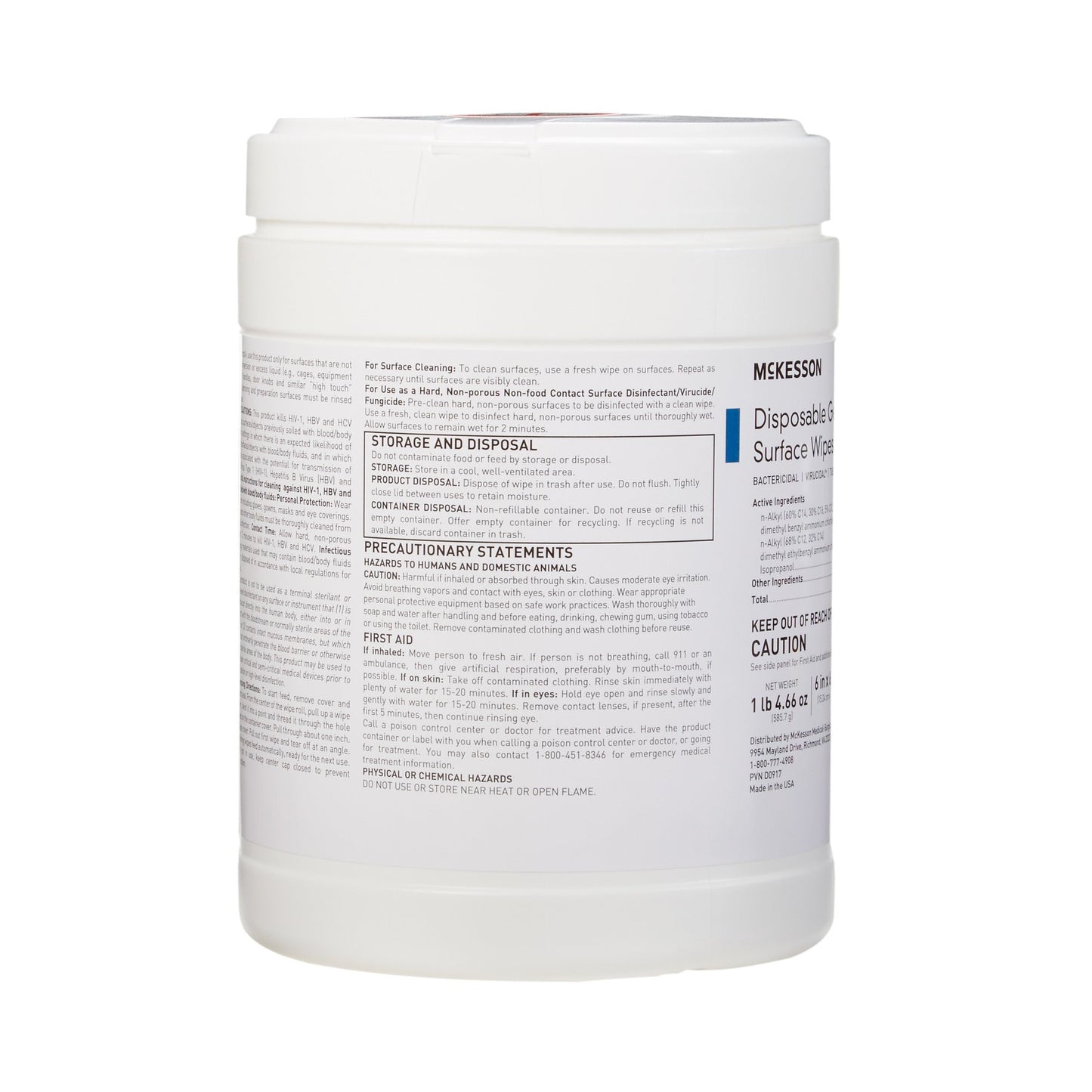 McKesson Surface Disinfectant Premoistened Manual Pull Wipe 160 Count Canister Alcohol Scent NonSterile (880563_BX)