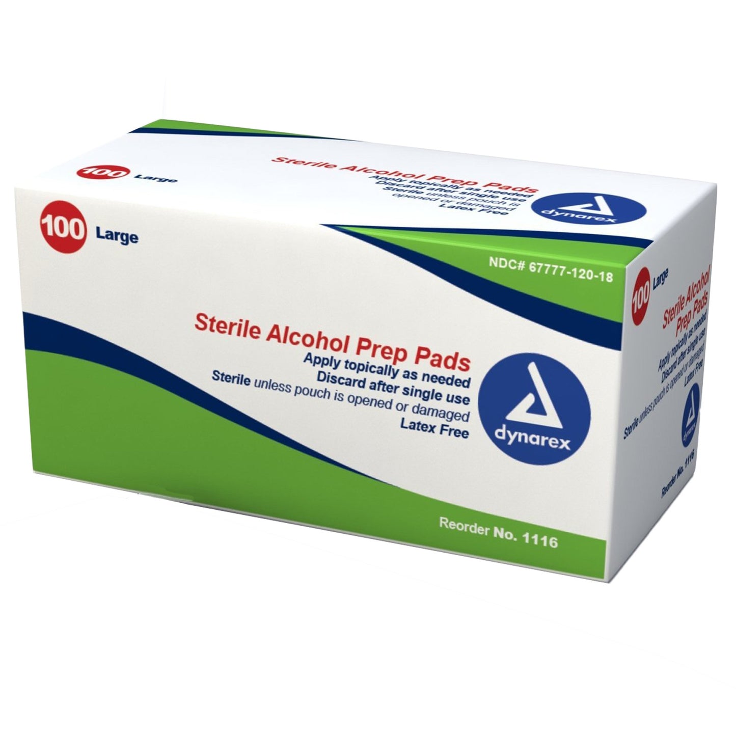Dynarex® Alcohol Prep Pad 70% Strength Isopropyl Alcohol Individual Packet Large Sterile (864525_CS)