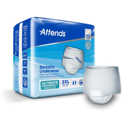 Attends® Bariatric Unisex Adult Absorbent Underwear Pull On with Tear Away Seams 2X-Large Disposable Heavy Absorbency (950228_CS)