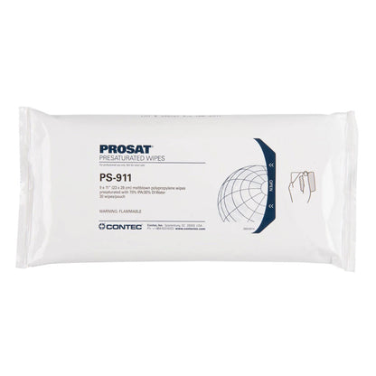 PROSAT® Surface Disinfectant Cleaner Premoistened Cleanroom Manual Pull Wipe 30 Count Pouch Alcohol Scent NonSterile (891081_BG)
