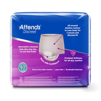 Attends® Discreet Female Adult Absorbent Underwear Pull On with Tear Away Seams X-Large Disposable Heavy Absorbency (1039112_CS)