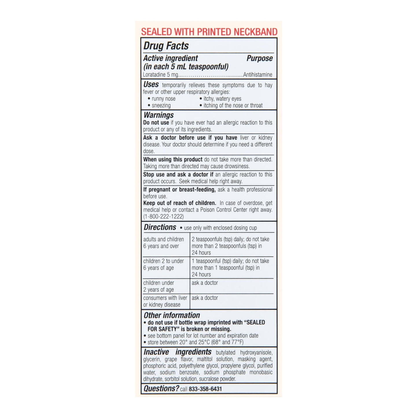 Foster & Thrive™ Children's Allergy Relief 5 mg / 5 mL Strength Syrup 4 oz. (1238938_EA)