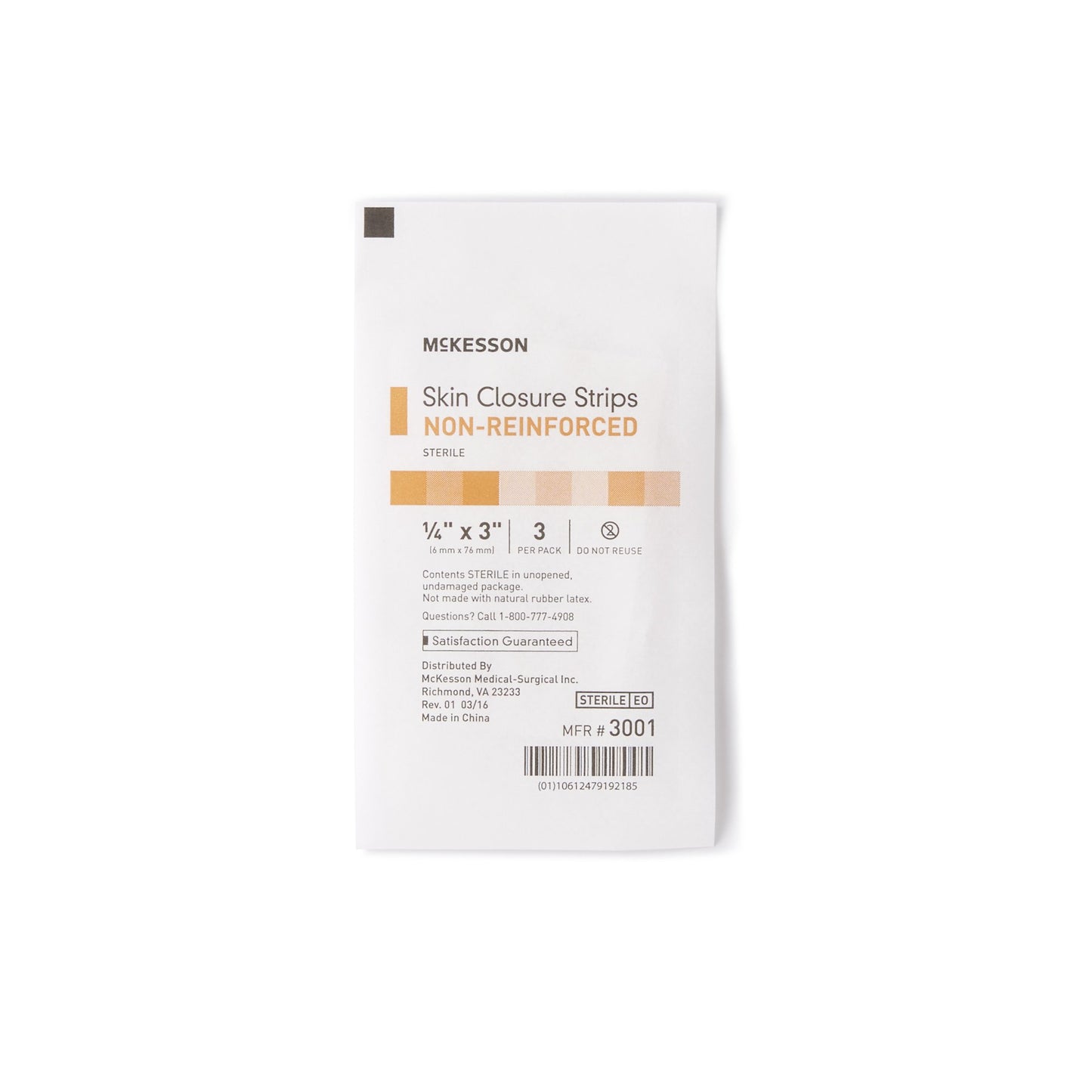 McKesson Skin Closure Strip 1/4 X 3 Inch Nonwoven Material Flexible Strip Tan (876300_BX)