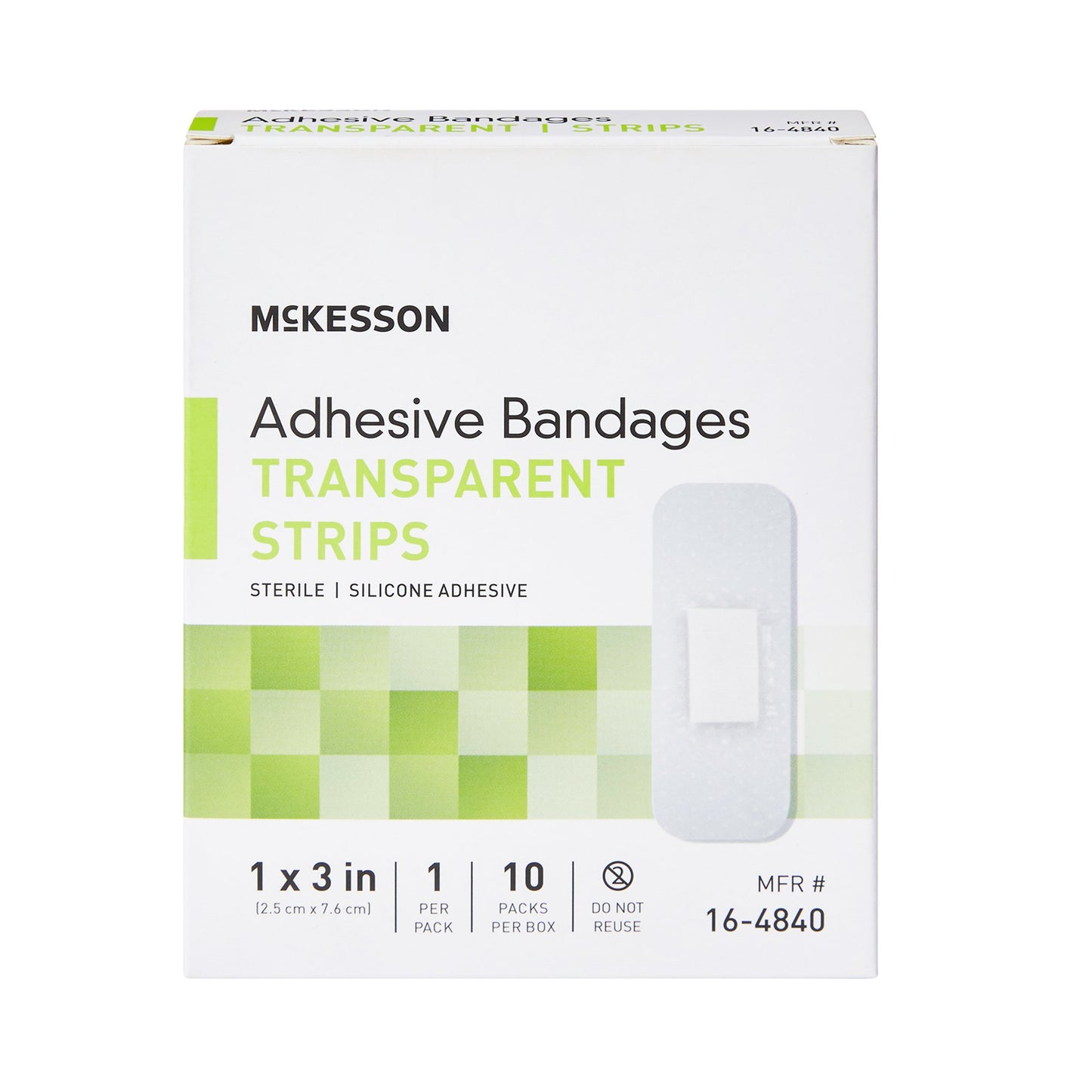 McKesson Waterproof Adhesive Strip 1 X 3 Inch Silicone Rectangle Sheer Sterile (1083097_BX)