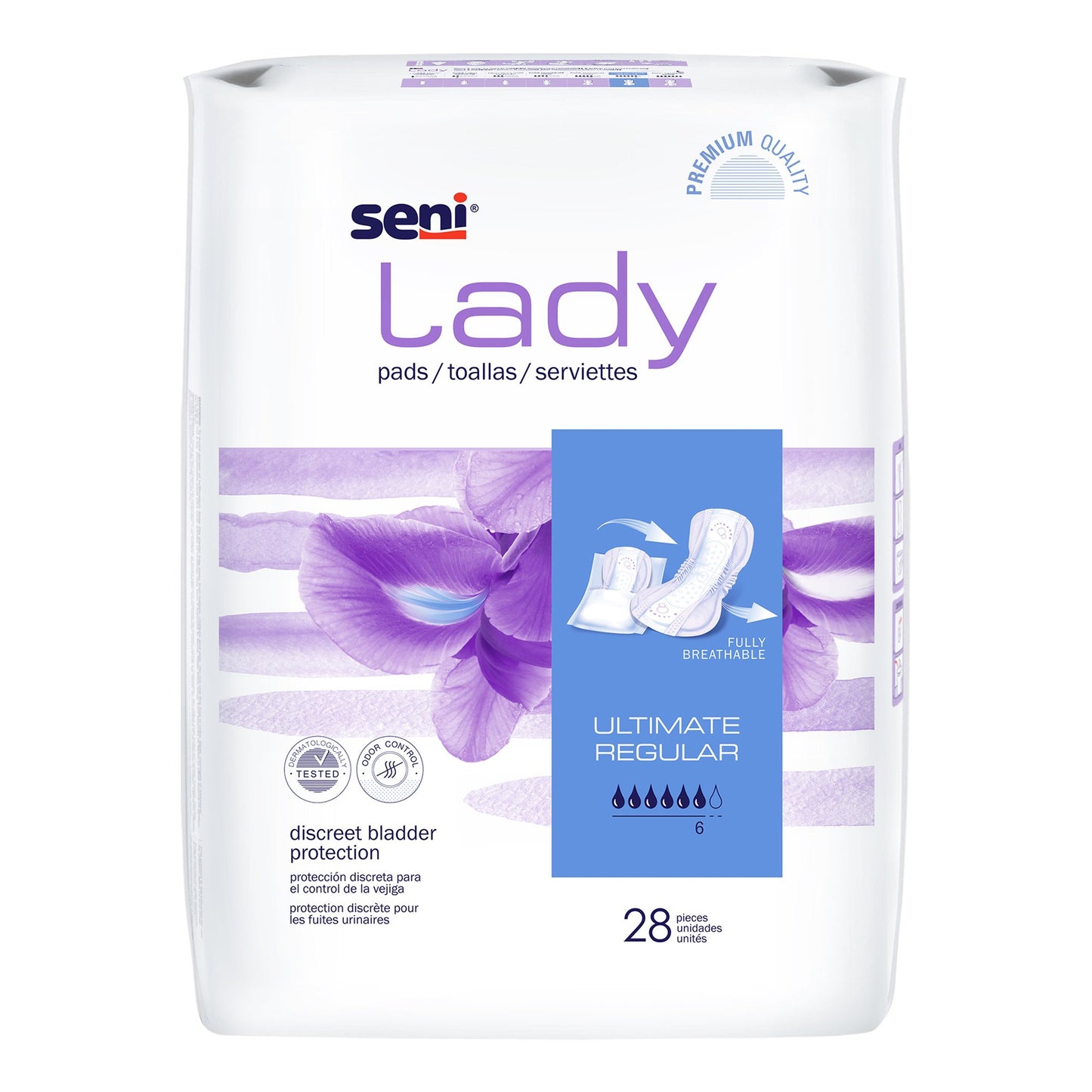 Seni® Lady Ultimate Bladder Control Pad 14.4 Inch Length Heavy Absorbency Super Absorbent Core One Size Fits Most (1222538_PK)