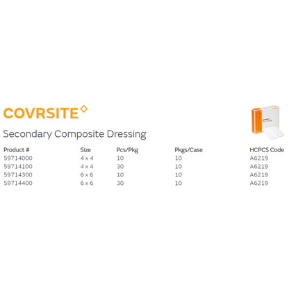 Covrsite Composite Dressing 4 X 4 Inch Square Sterile Film Backing (350590_CS)