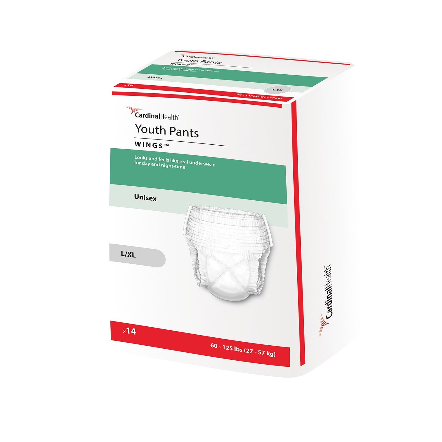 Cardinal Health™ Wings™ Unisex Youth Absorbent Underwear Pull On with Tear Away Seams Large / X-Large Disposable Heavy Absorbency (724712_CS)