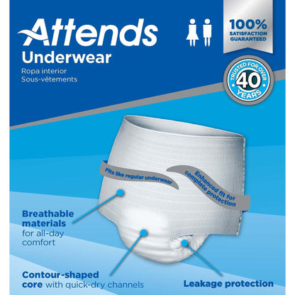 Attends® Unisex Adult Absorbent Underwear Pull On with Tear Away Seams Large Disposable Heavy Absorbency (522094_BG)