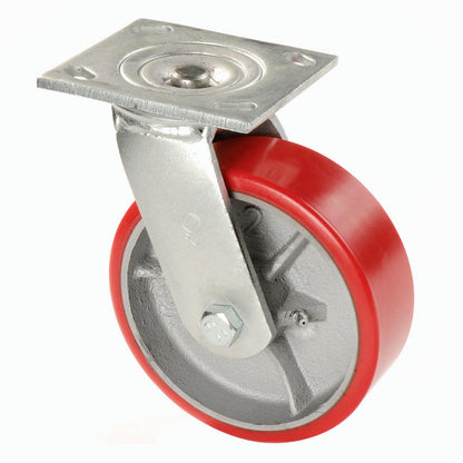 Global Industrial Heavy Duty Swivel Plate Caster 8" Polyurethane Wheel 1200 Lb. Capacity (WB601126)