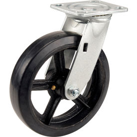 Global Industrial Heavy Duty Swivel Plate Caster 8" Mold-On Rubber Wheel 600 Lb. Capacity (WB601128)