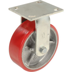 Global Industrial Heavy Duty Rigid Plate Caster 6" Polyurethane Wheel 800 lb. Capacity (WB601220)