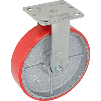 Global Industrial Heavy Duty Rigid Plate Caster 8" Polyurethane Wheel 1200 Lb. Capacity (WB601226)