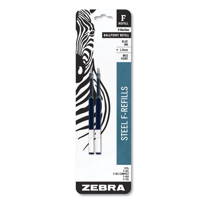 Zebra® F-Refill for Zebra F-Series Ballpoint Pens, Medium Conical Tip, Blue Ink, 2/Pack (ZEB85422)