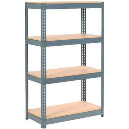 Global Industrial 4 Shelf, Extra Heavy Duty Boltless Shelving, Starter, 36"W x 24"D x 72"H,Wood Deck (WB255676)