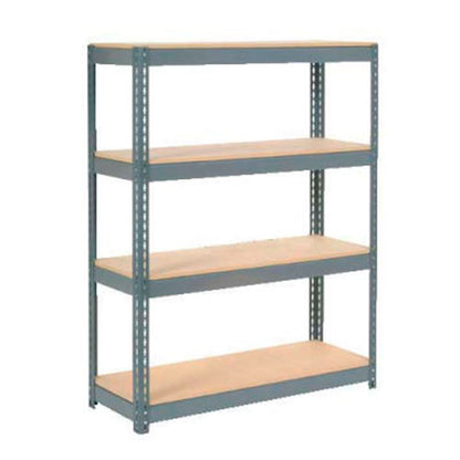 Global Industrial 4 Shelf, Extra Heavy Duty Boltless Shelving, Starter, 48"W x 18"D x 72"H,Wood Deck (WB255678)