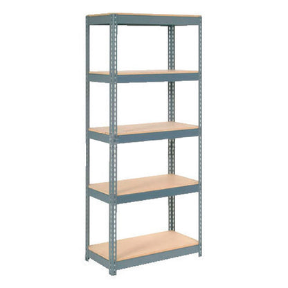 Global Industrial 5 Shelf, Extra Heavy Duty Boltless Shelving, Starter, 36"W x 18"D x 84"H,Wood Deck (WB601885)