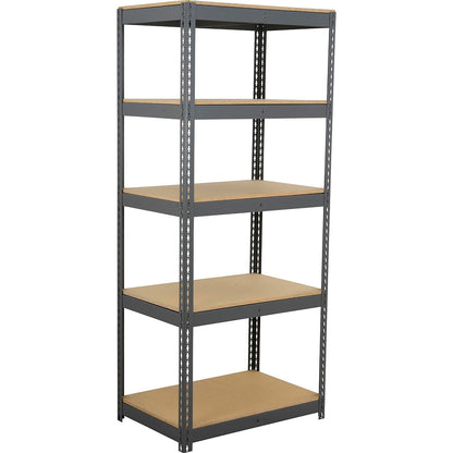 Global Industrial 5 Shelf, Extra Heavy Duty Boltless Shelving, Starter, 48"W x 18"D x 96"H,Wood Deck (WB601888H)
