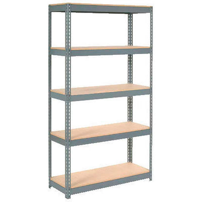 Global Industrial 5 Shelf, Extra Heavy Duty Boltless Shelving, Starter, 48"W x 24"D x 72"H,Wood Deck (WB255685)
