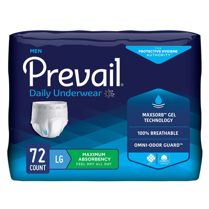 Prevail® Daily Underwear Male Adult Absorbent Underwear Pull On with Tear Away Seams Large Disposable Heavy Absorbency (889080_CS)