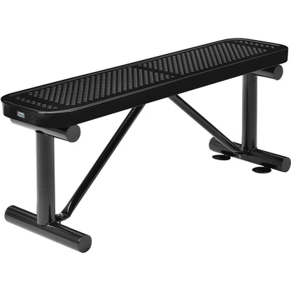 Global Industrial 4' Outdoor Steel Flat Bench, Perforated Metal, Black (WB695742BK)