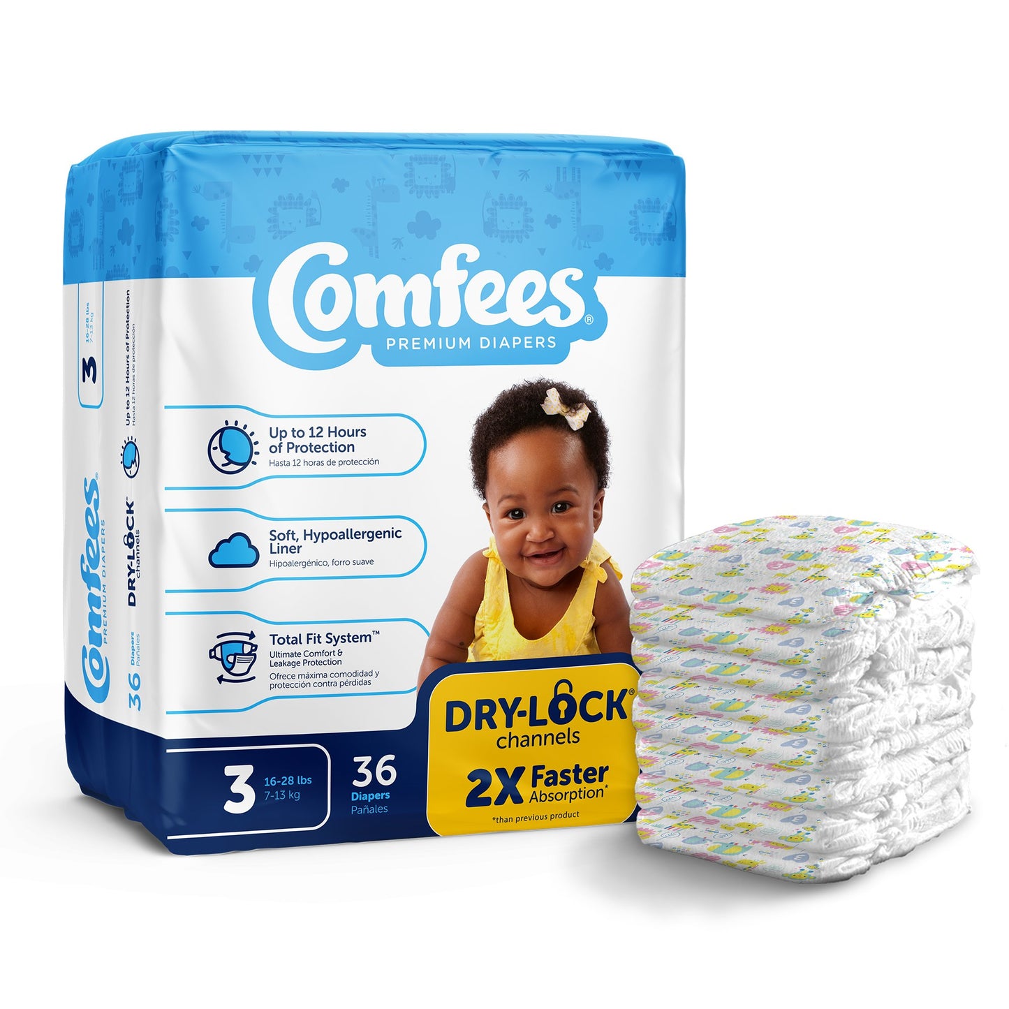 Comfees® Unisex Baby Diaper Size 3 Disposable Moderate Absorbency (993245_CS)