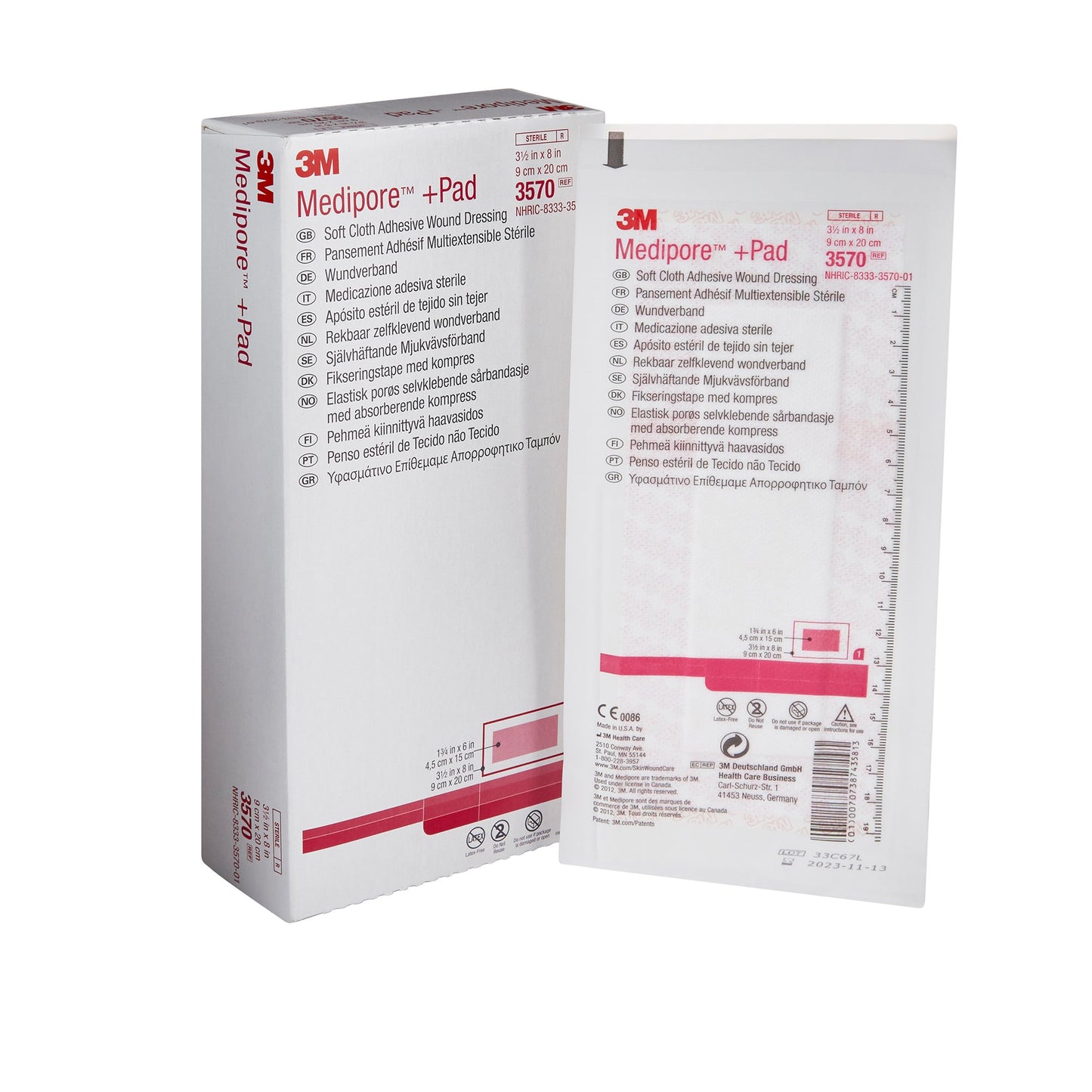 3M™ Medipore™ Composite Dressing 3-1/2 X 8 Inch Rectangle Sterile Nonwoven Backing (324095_BX)