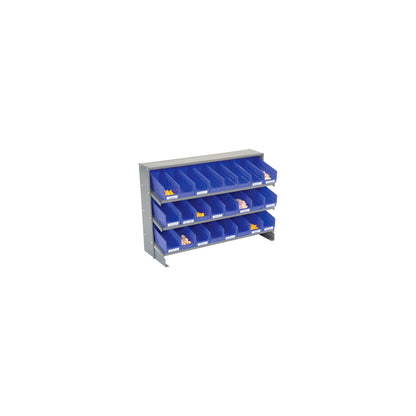 Global Industrial 3 Shelf Bench Pick Rack - 24 Blue Shelf Bins 4 Inch Wide 33x12x21 (WB603424BL)