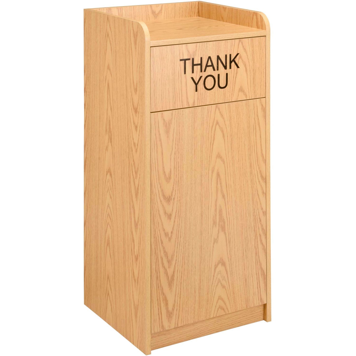 Global Industrial Wooden Waste Receptacle with Tray Top, 36 Gallon, Oak (WB603589)