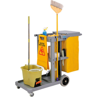 Global Industrial Janitor Cart Gray with 25 Gallon Vinyl Bag (WB603590)