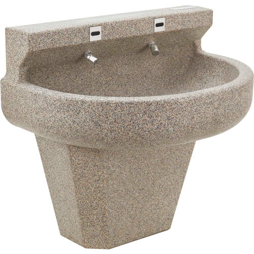 Global Industrial Wall Mounted Wash Fountain, 2 Station, Sensor-Operated (WB604083)