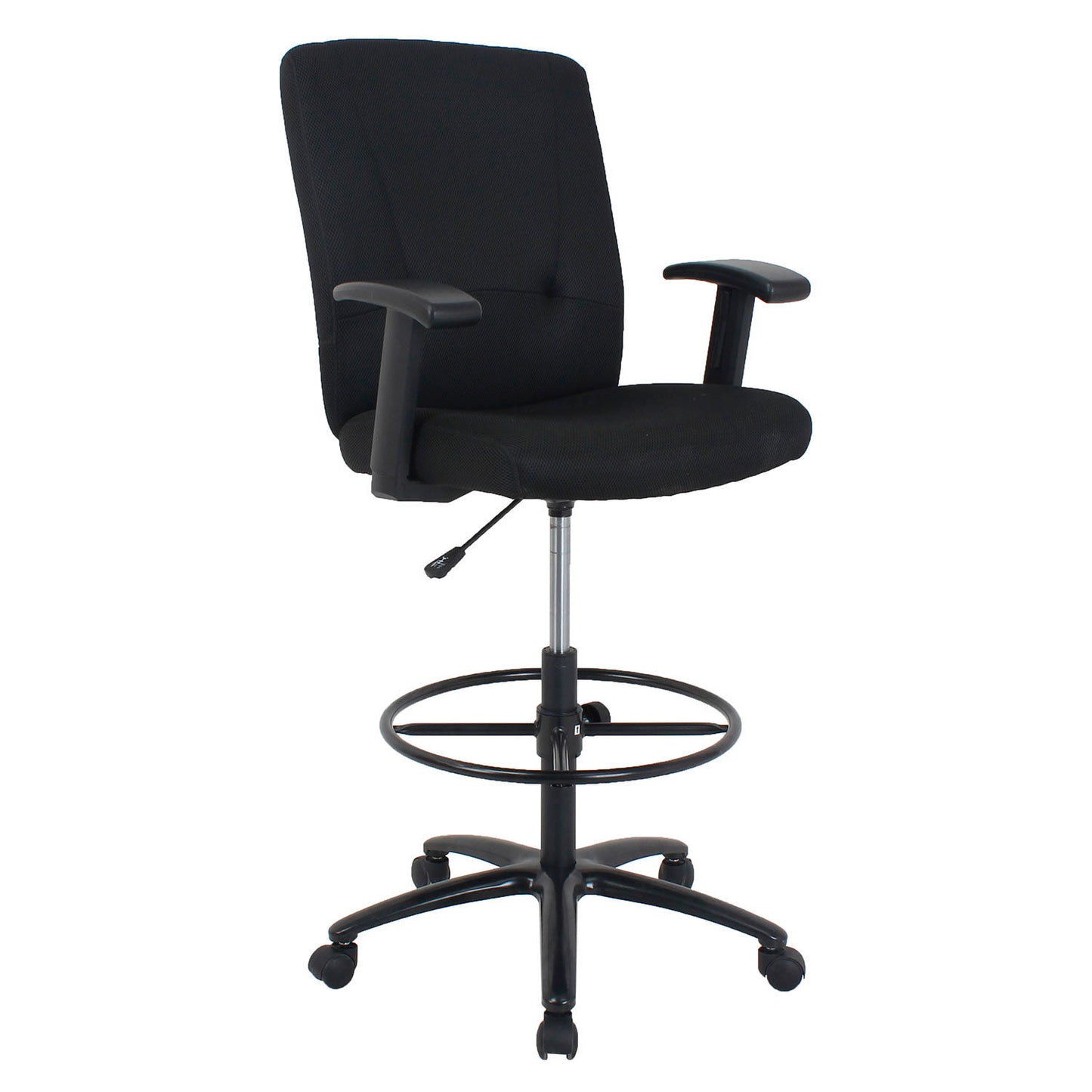 Interion Big and Tall Stool - Fabric Mesh - Mid Back - Black (WB695507)