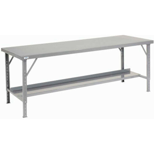 Global Industrial Extra Long Assembly Workbench, 84 x 34", Folding Leg, Steel Square Edge (WB606758)