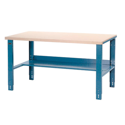 Global Industrial Adjustable Height Workbench, Bench-in-a-Box, 60 x 30", Laminate Top, Blue (WB606795)